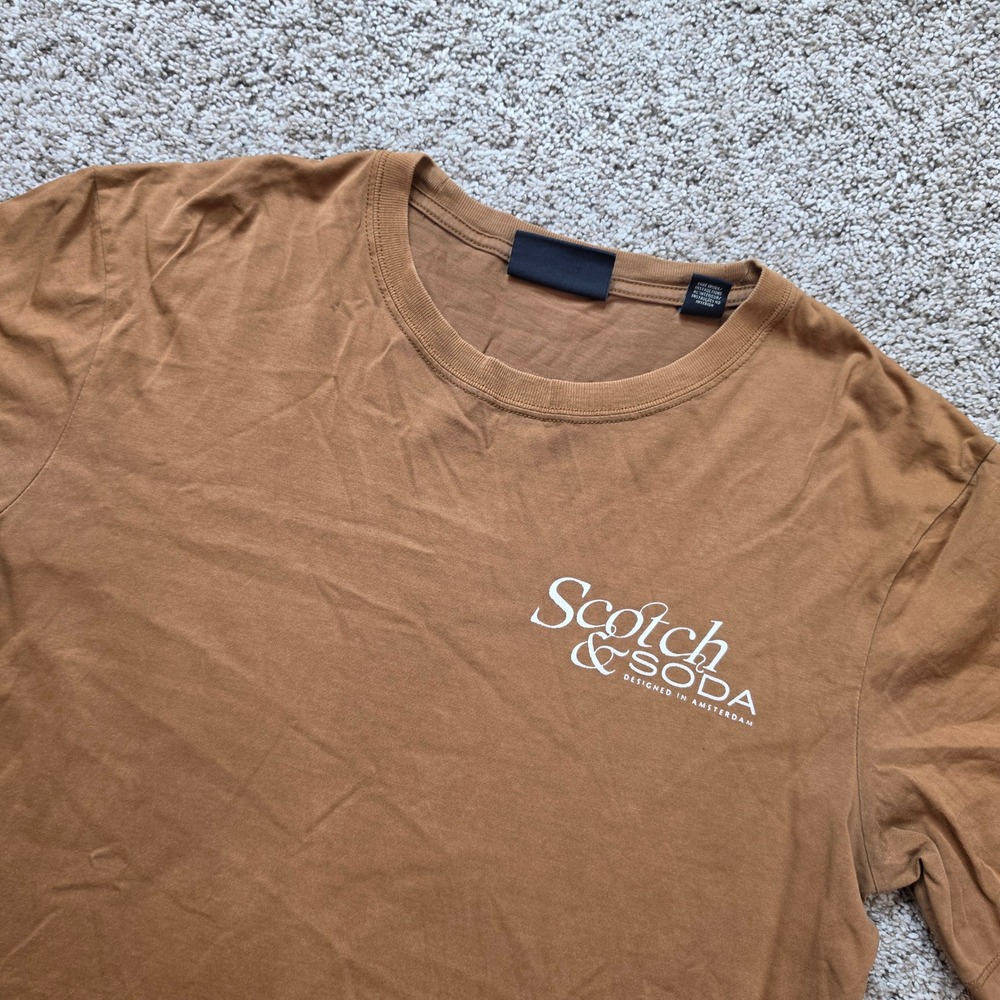 Scotch & Soda Tee Mens Small Brown Cotton Amsterdam Couture T-Shirt Adult S